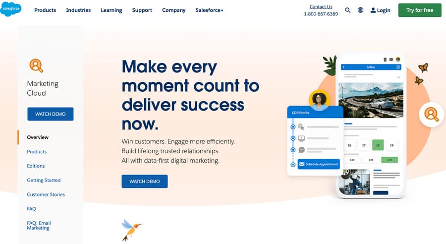 screenshot from salesforce homepage