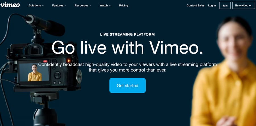 screenshot from vimeo livestream homepage