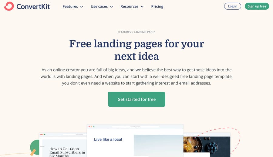 converkit homepage
