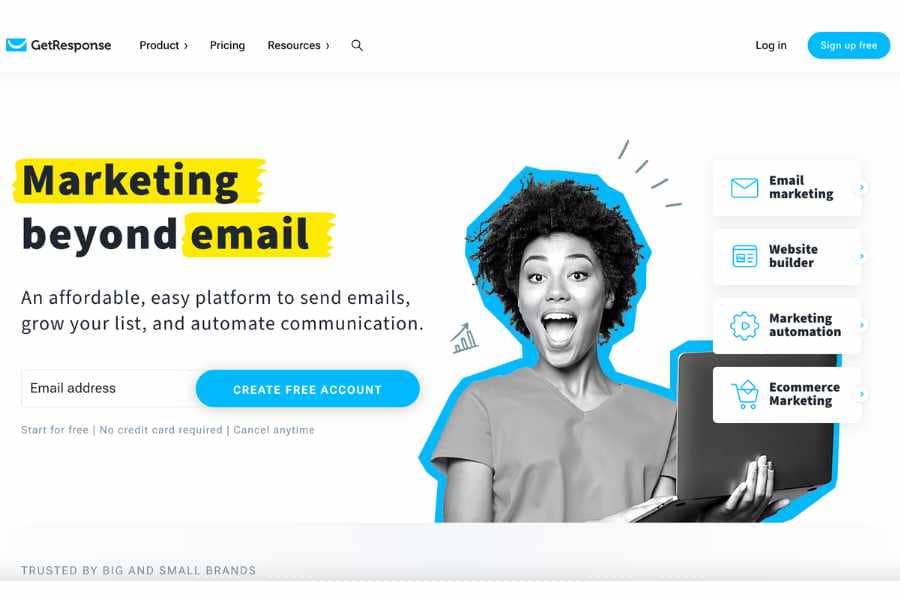 Landing page builders example getresponse
