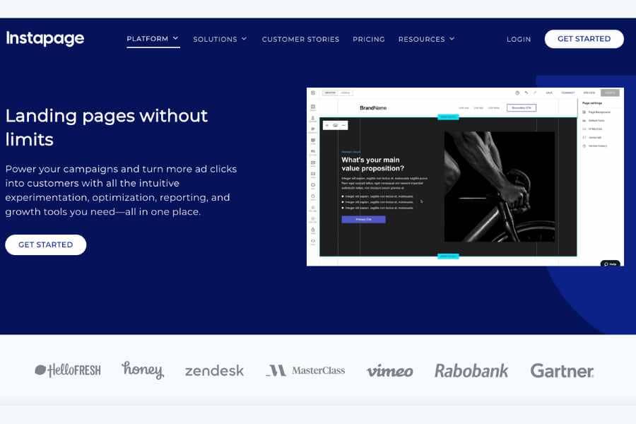 Landing page builders example instapage