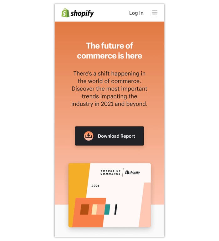 landing page optmization mobile optimized example from shopify