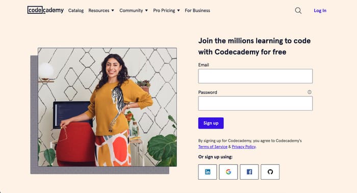 landing page optmization one offer example from CodeAcademy