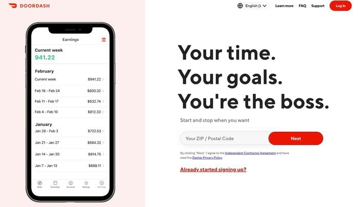 landing page optmization visual consistency example from dashers