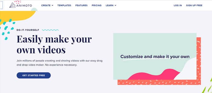 social media tools animoto homepage