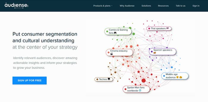 social media tools audiense homepage