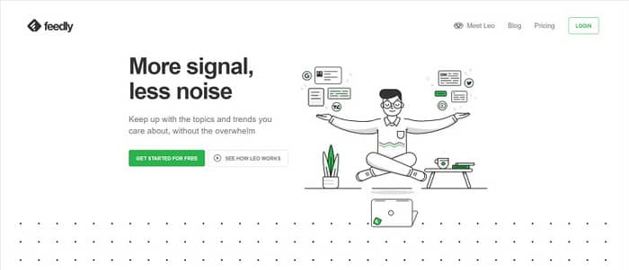 social media tools feedly homepage