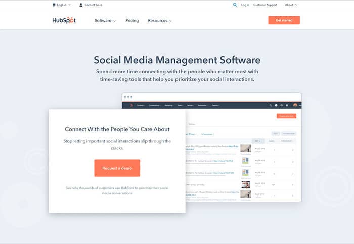 social media tools hubspot homepage