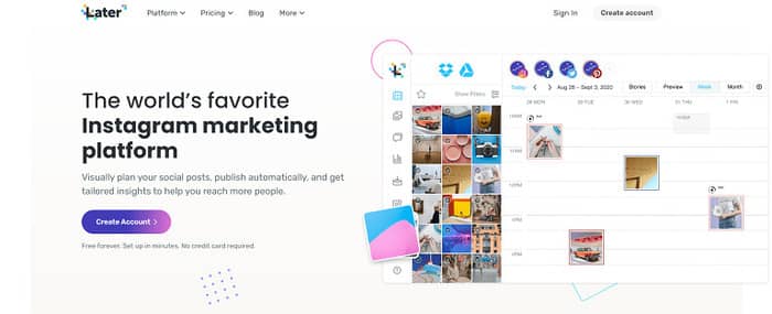 social media tools lager homepage