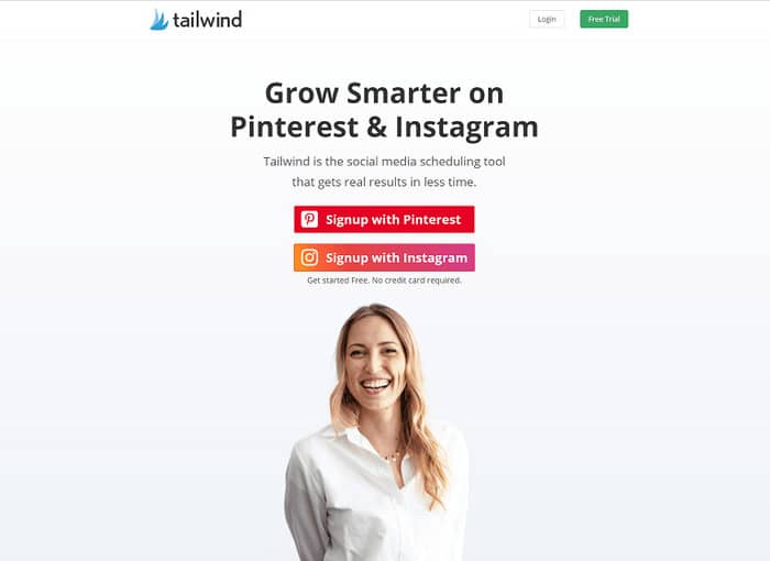 social media tools tailwind homepage