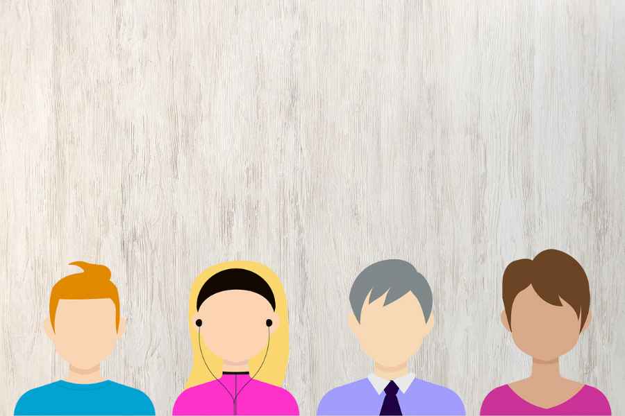 four faceless people