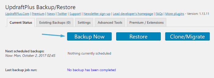 UpdraftPlus backup restore