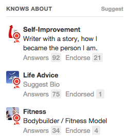 quora topics in public profile