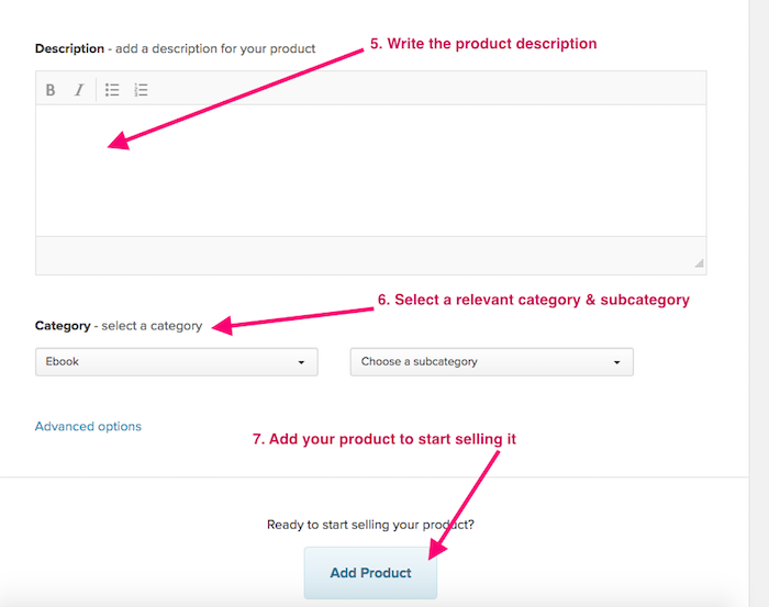 Payhip - Add Product Description
