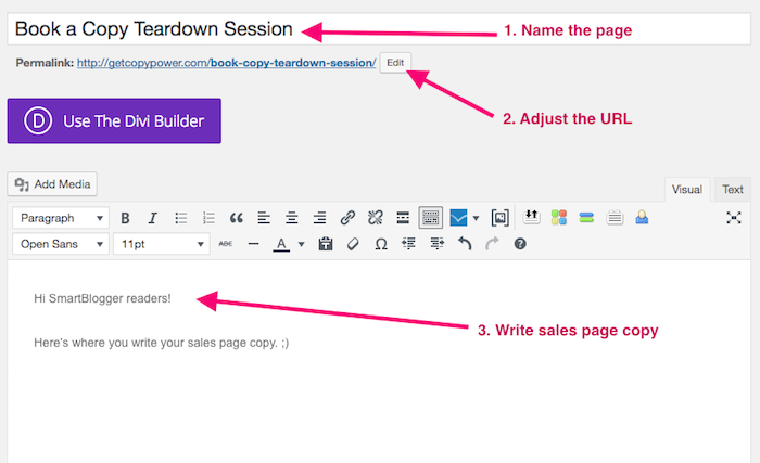 Adjust your URL and add sales copy