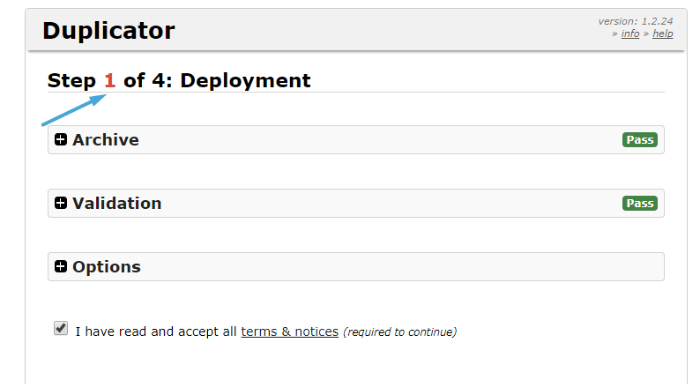 Duplicator - restore site