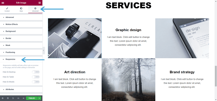 elementor review advanced-responsive pop down menu