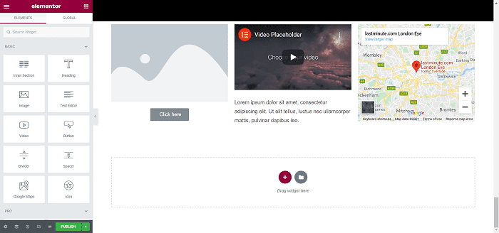elementor review demo 3 columns