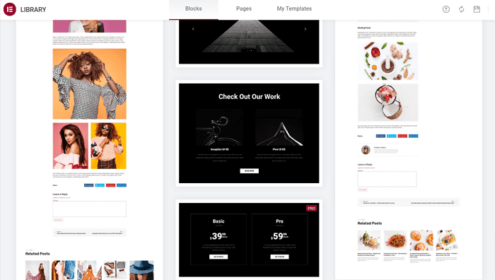 elementor review page blocks