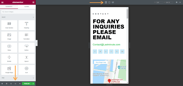 elementor review responsive button