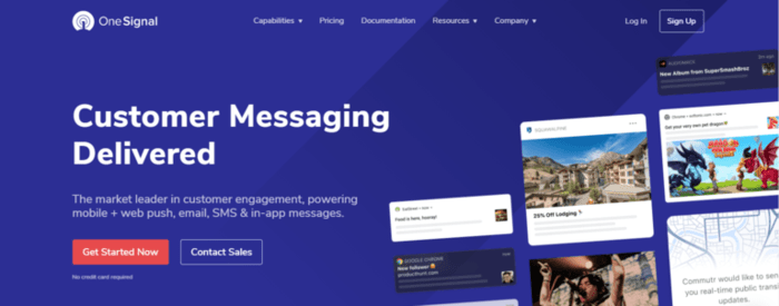 pushengage review onesignal homepage